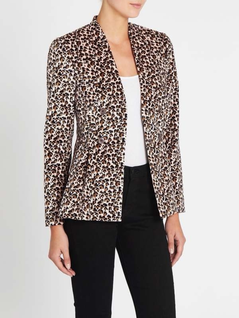 REBECCA TAYLOR LEOPARD PRINT VELVETEEN JACKET - CARAMEL COMBO size 0 Blazer $578